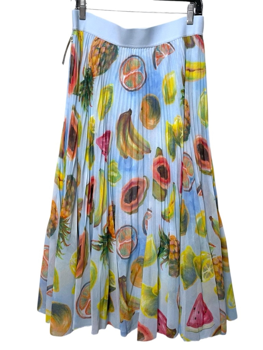 NWT Aritzia WILFRED Twirl Fruit Print Pleated Chiffon Midi Skirt XL - Picture 6 of 7